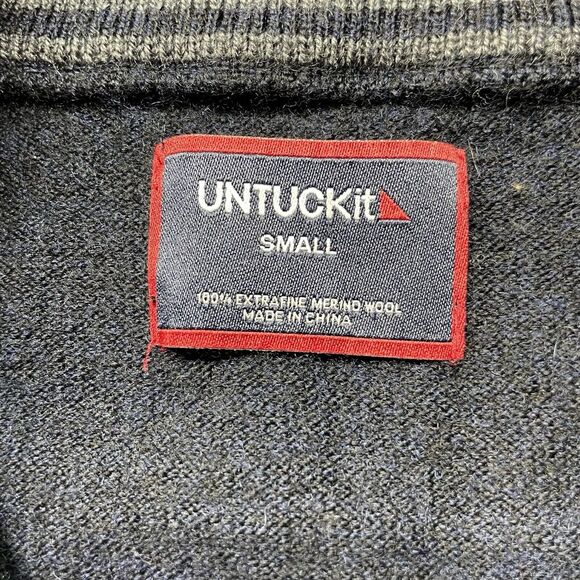 UNTUCKit Extrafine Merino Wool Men's Pullover 1/4 Zip Sweater. Small.black - Picture 3 of 6